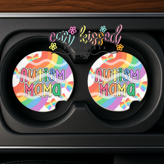 Autism Mom Butterfly EXCLUSIVE Car Coaster Set