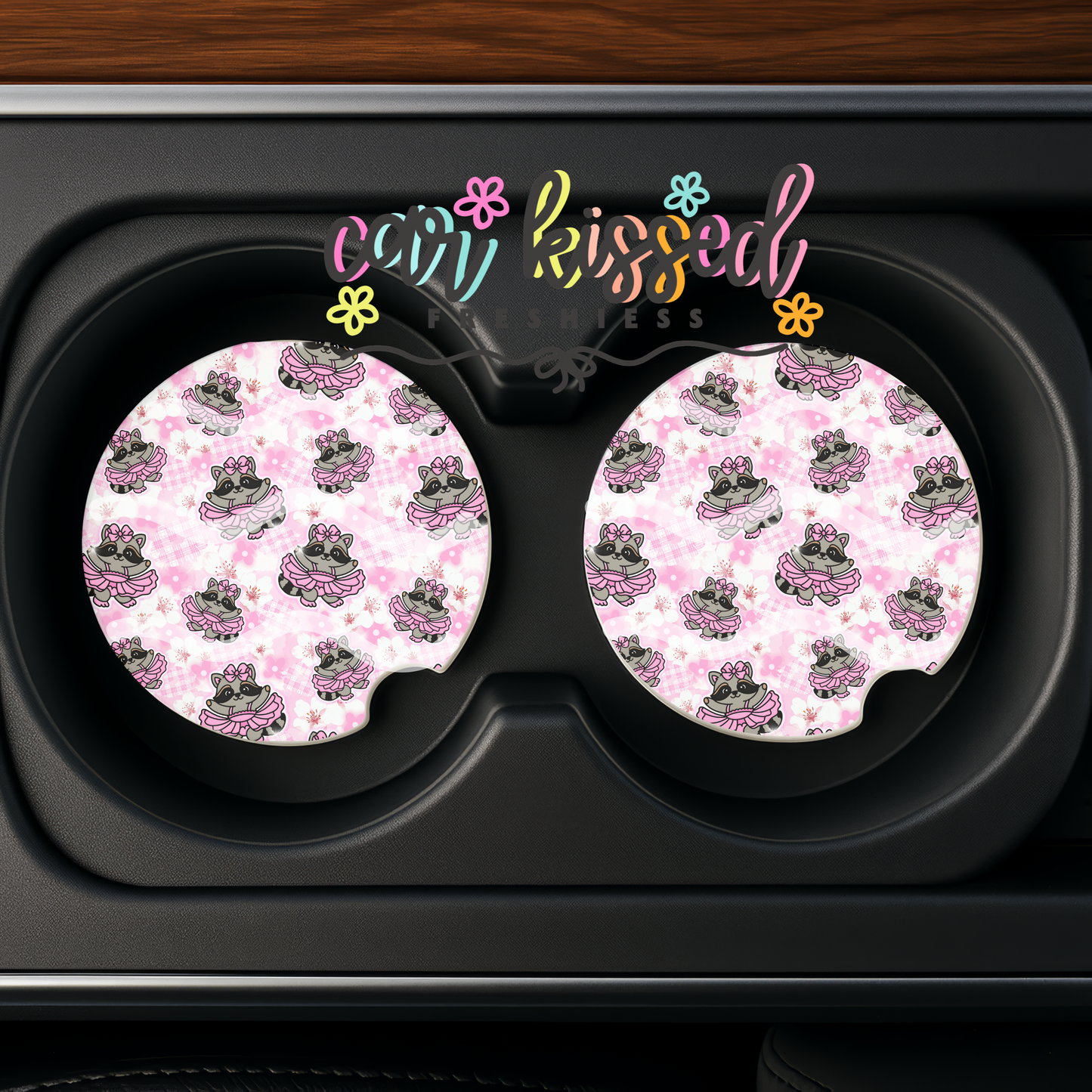 Ballerina Raccoon Car Coaster Set