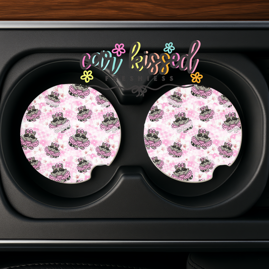 Ballerina Raccoon Car Coaster Set