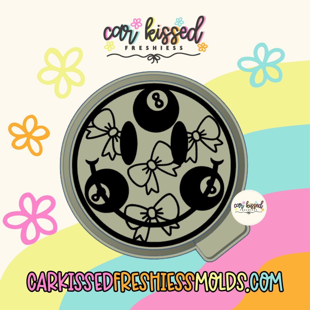 8 Ball w Bows Smiley Silicone Mold