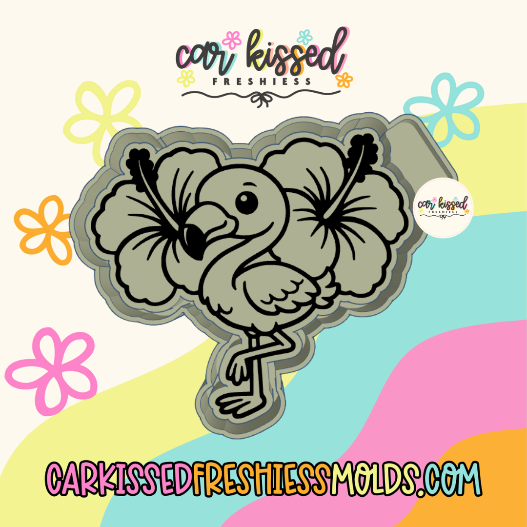 Flamingo w Hibiscus Silicone Mold