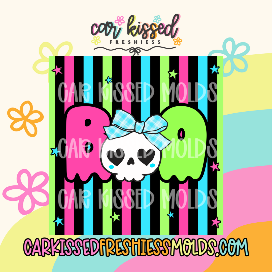 Boo Stripe Skull SQUARE Cardstock