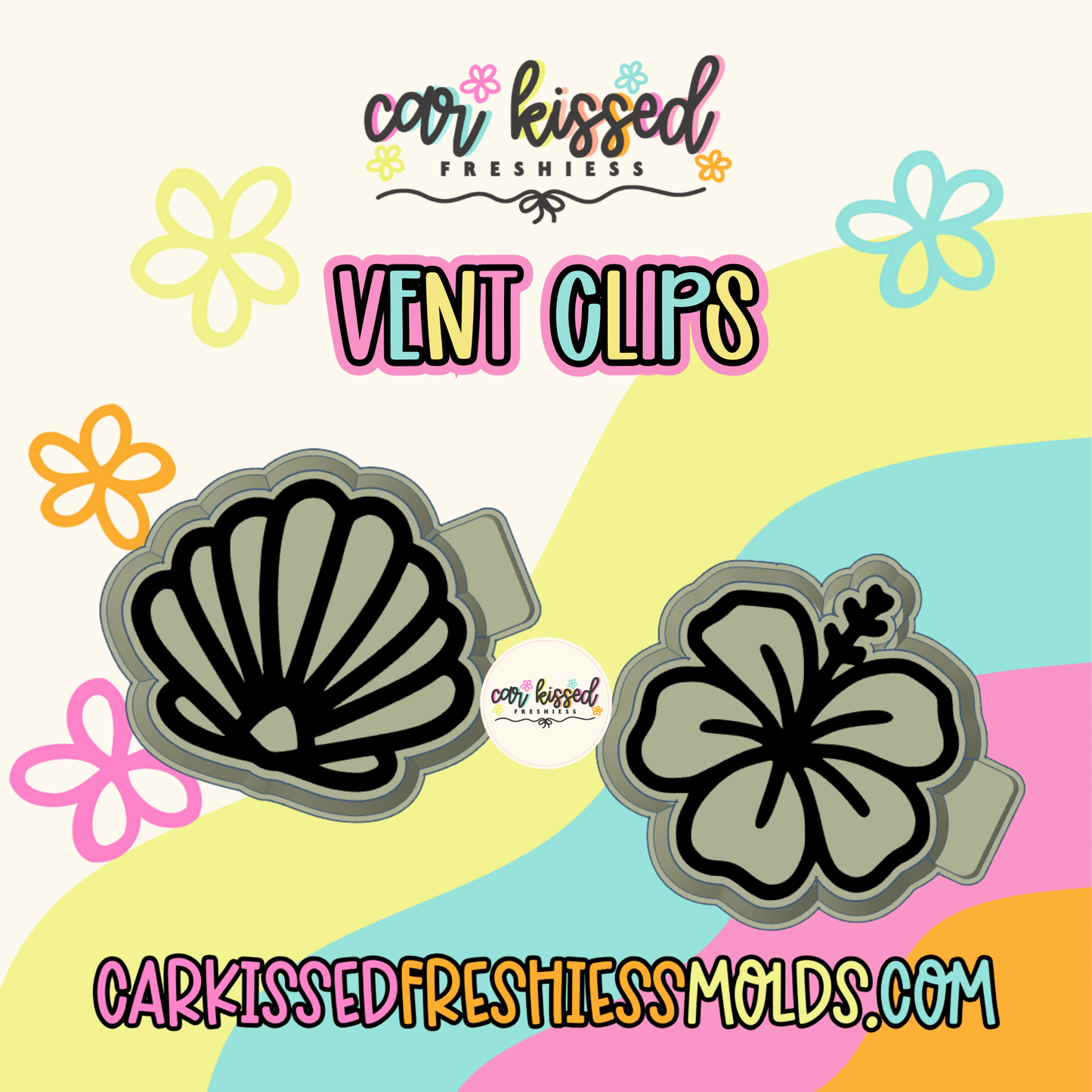 Beachy Summer Vent Clips Mix Of Two Silicone Mold