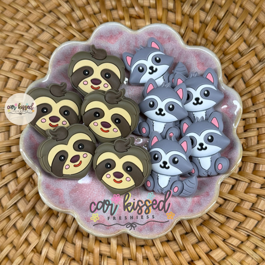 Raccoon + Sloth Focal Beads