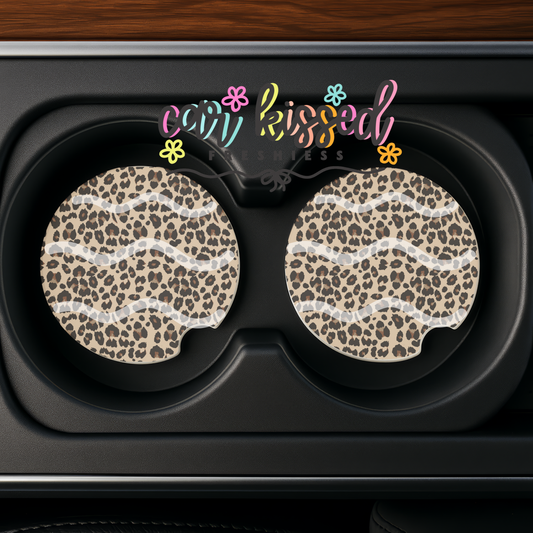 Leopard Print Car Coaster Set