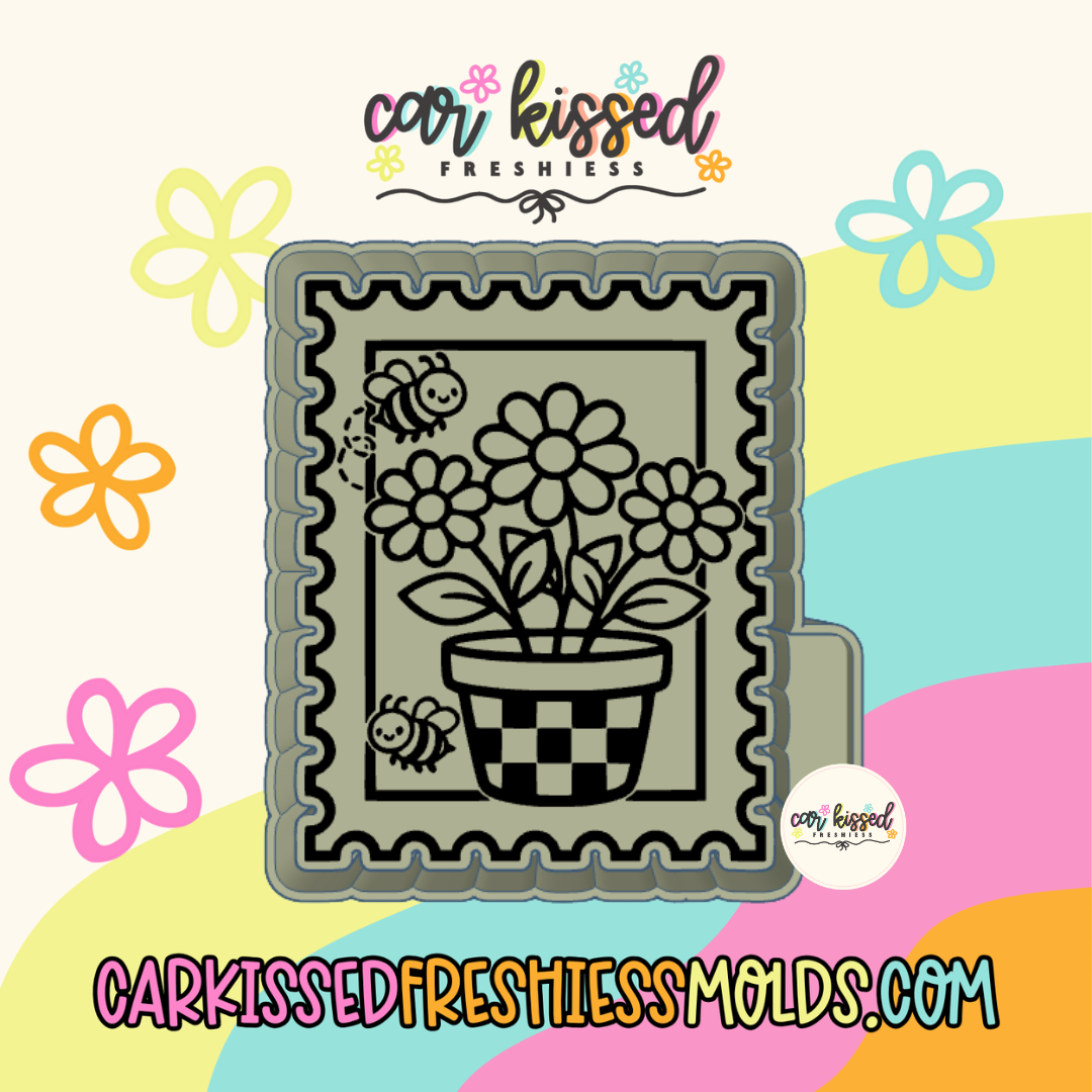 Bee + Flowers Stamp Silicone Mold