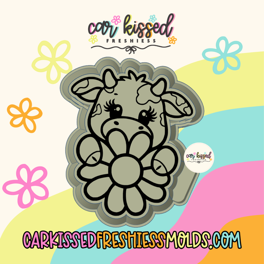 Cow w Flower Silicone Mold