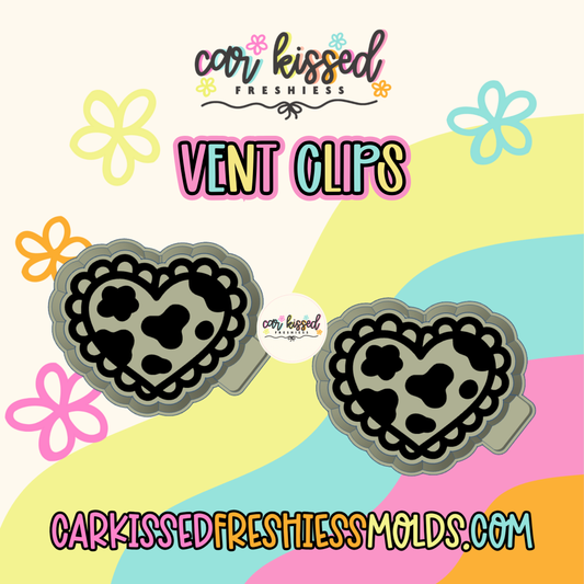 Cow Print Heart Vents Set Of Two Silicone Mold