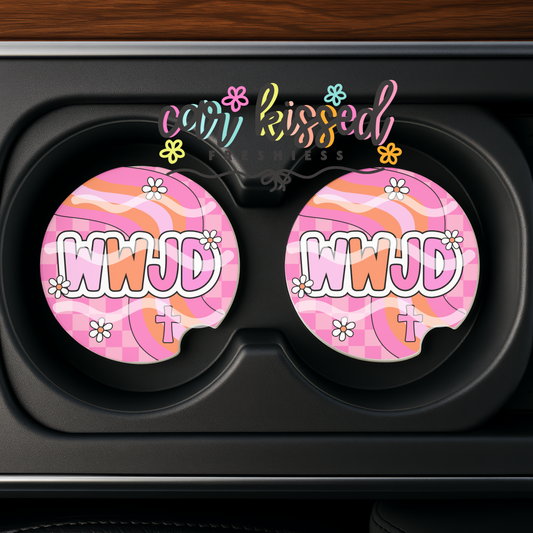 WWJD Car Coaster Set