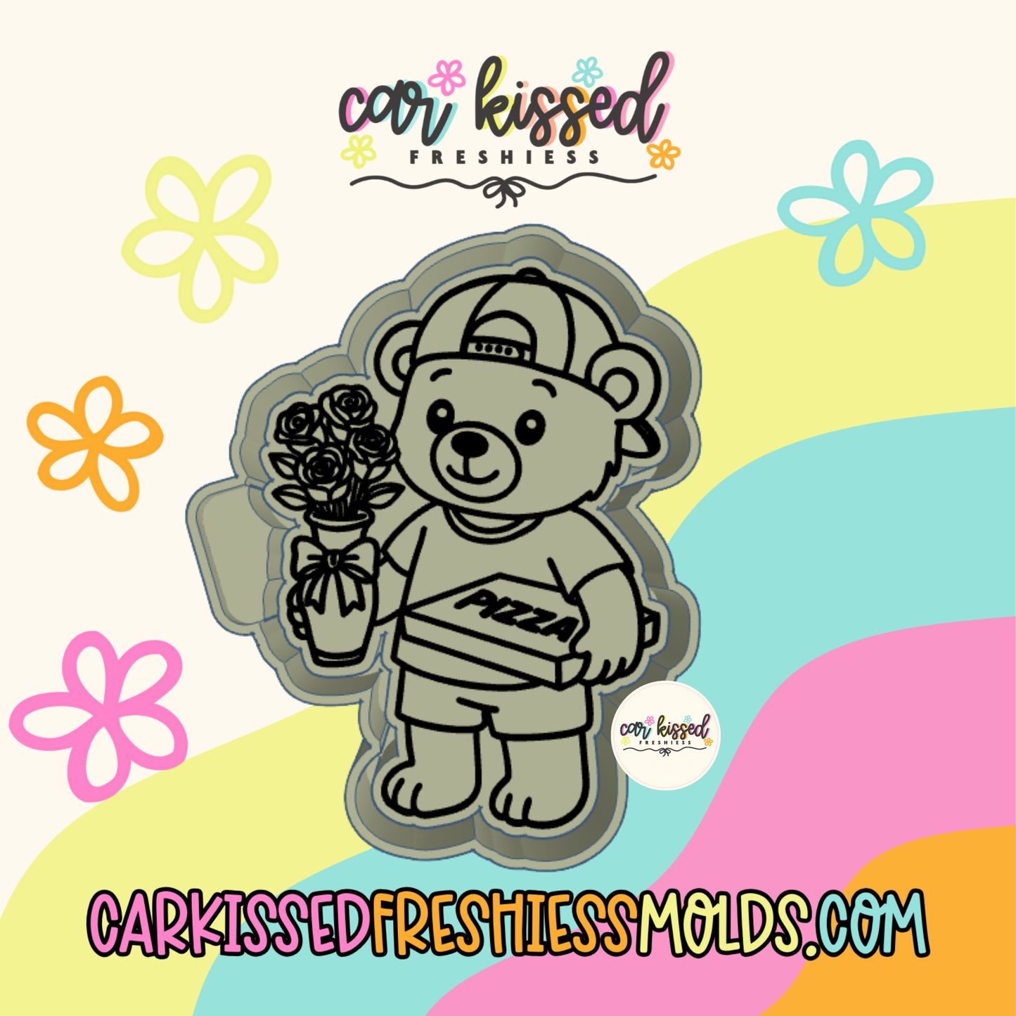 Pizza + Flowers Bear Silicone Mold