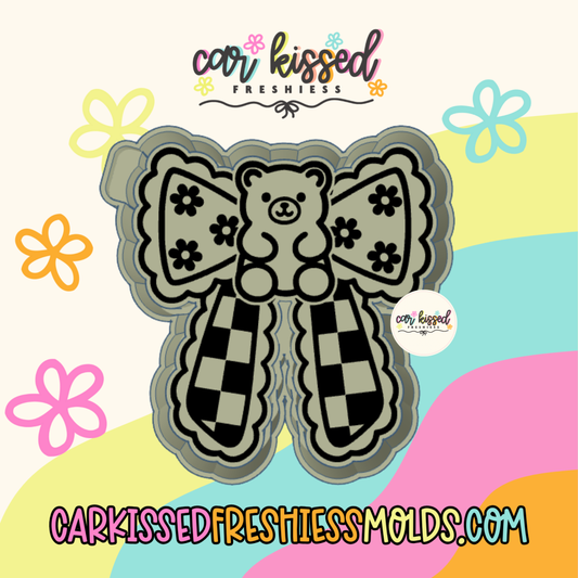 Bear Checkered Bow Silicone Mold