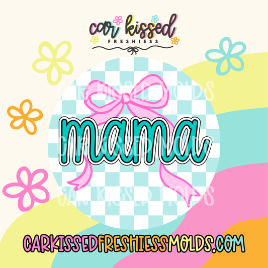 Blue Checkered Mama ROUND Cardstock