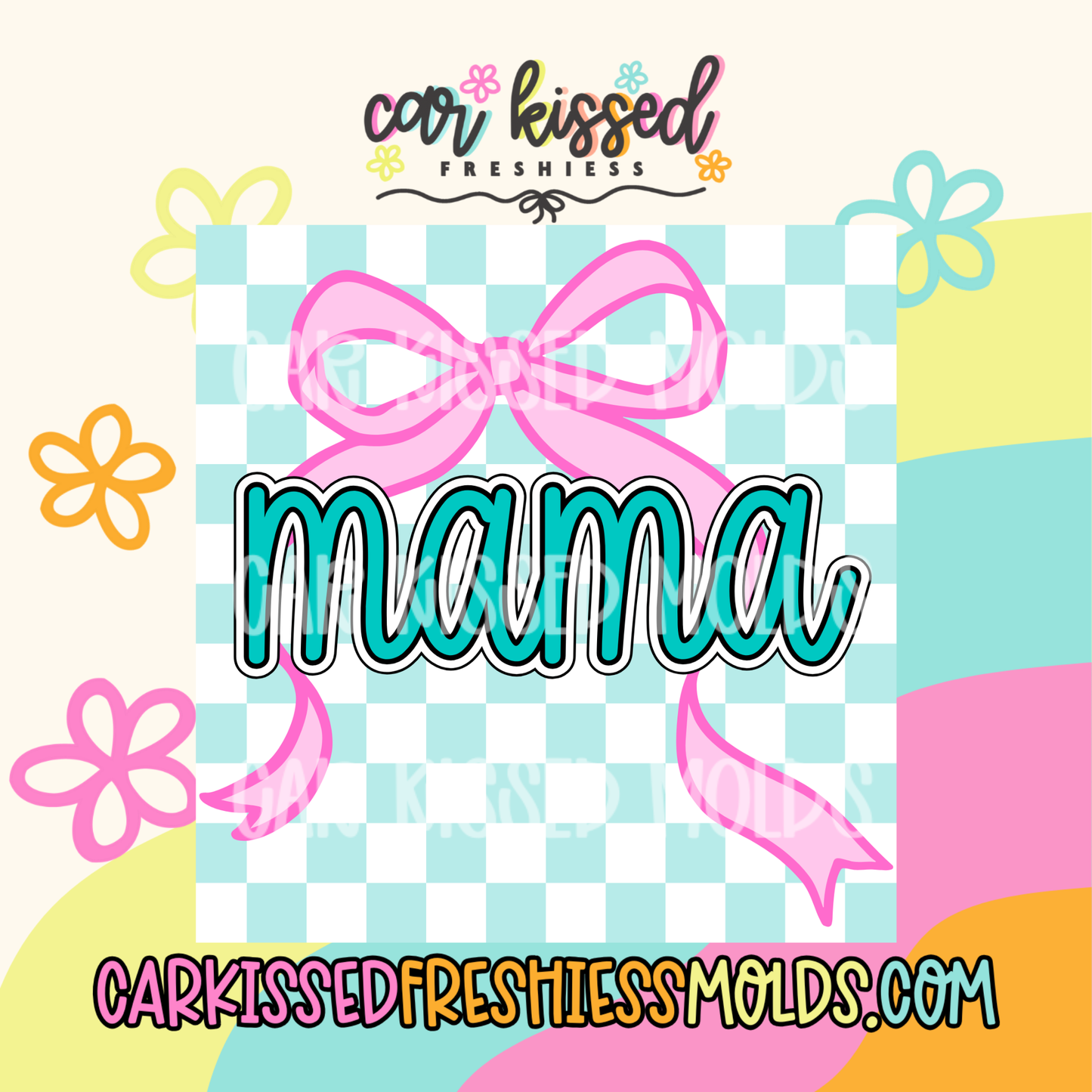 Blue Checkered Mama SQUARE Cardstock
