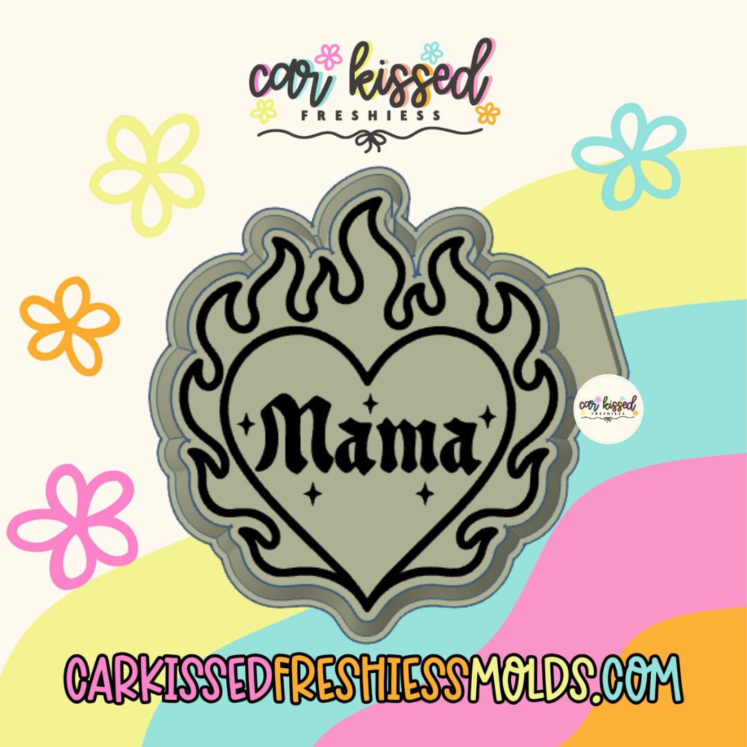 Mama Flaming Heart Silicone Mold