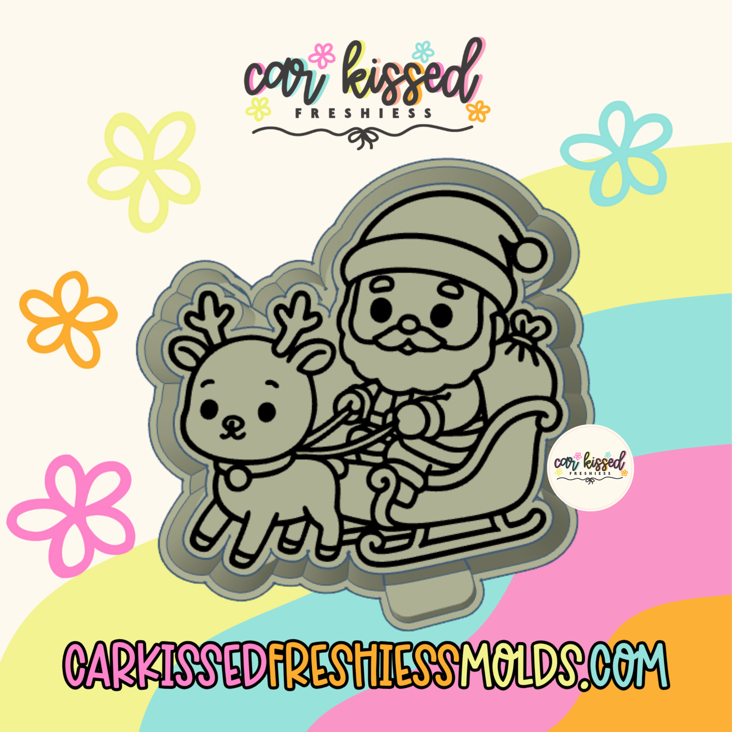 Santa and Rudolf Sleigh Silicone Mold