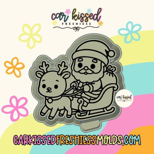 Santa and Rudolf Sleigh Silicone Mold