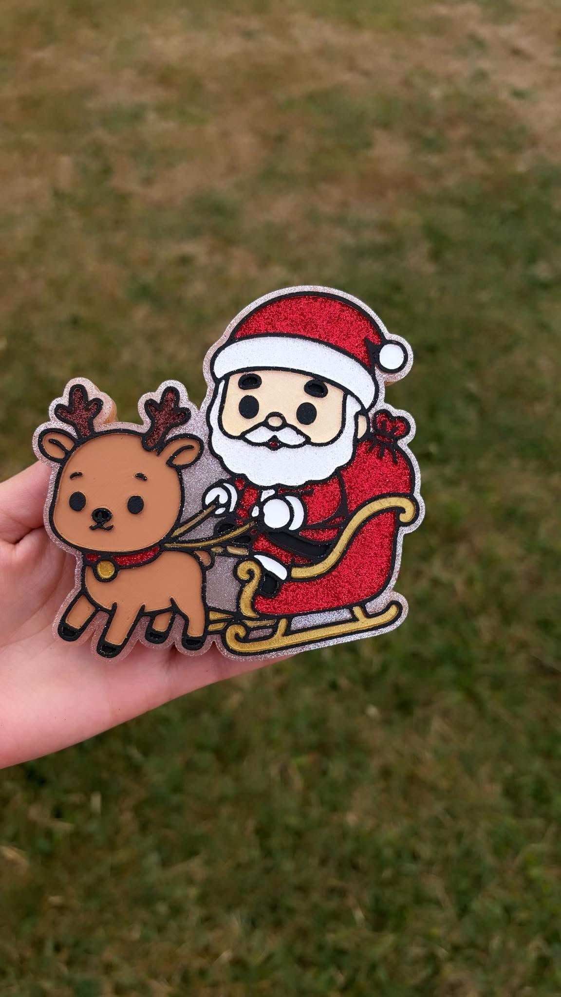 Santa and Rudolf Sleigh Silicone Mold