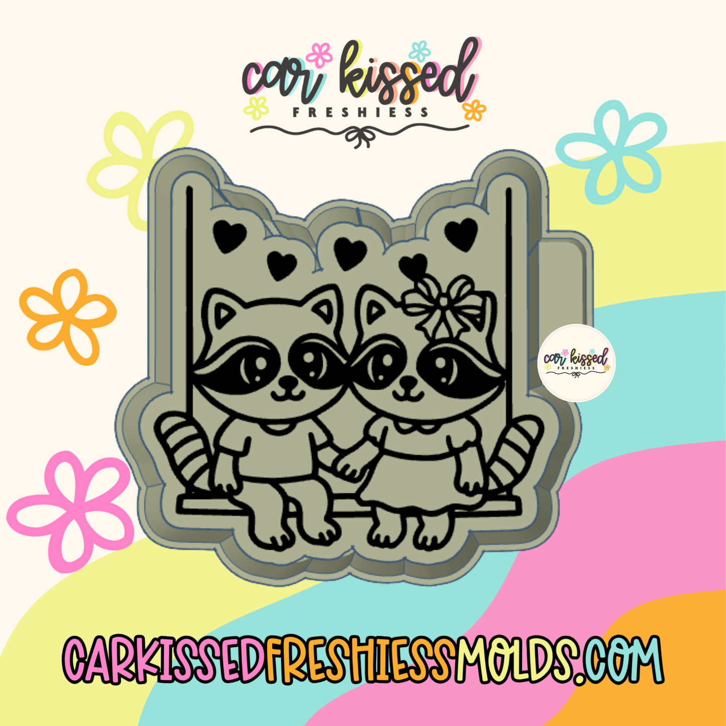 Raccoon Couple Swinging Silicone Mold