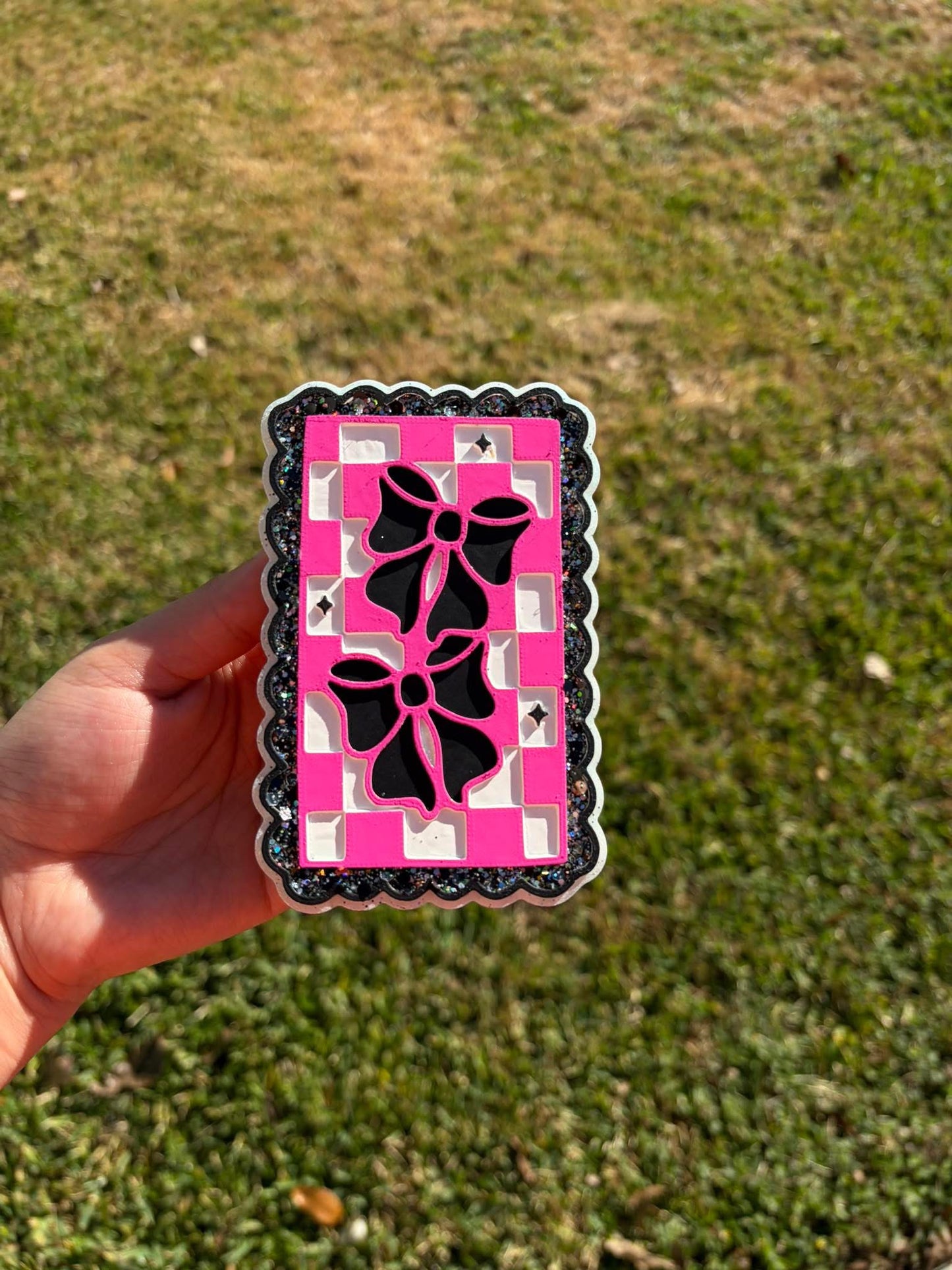 Checkered Bow Stamp Silicone Mold