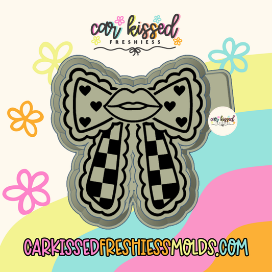 Lips Checkered Heart Bow Silicone Mold
