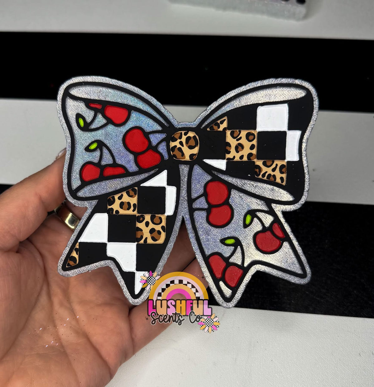 Checkered Cherry Bow Silicone Mold