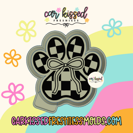 Checkered Paw Print Silicone Mold