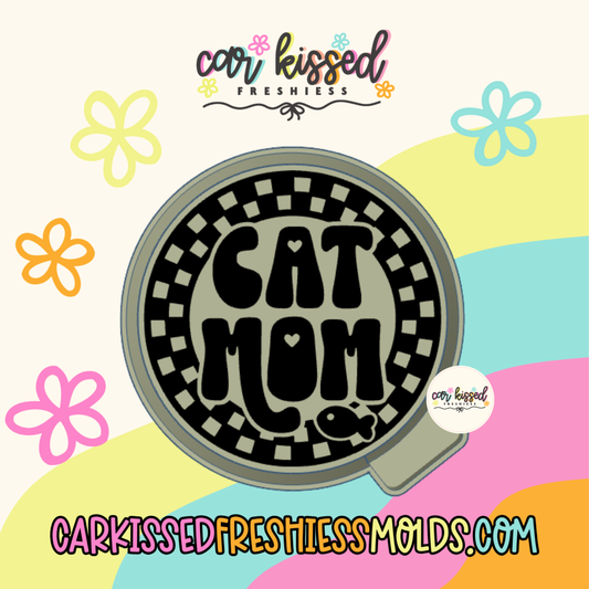 Cat Mom Checkered Round Silicone Mold
