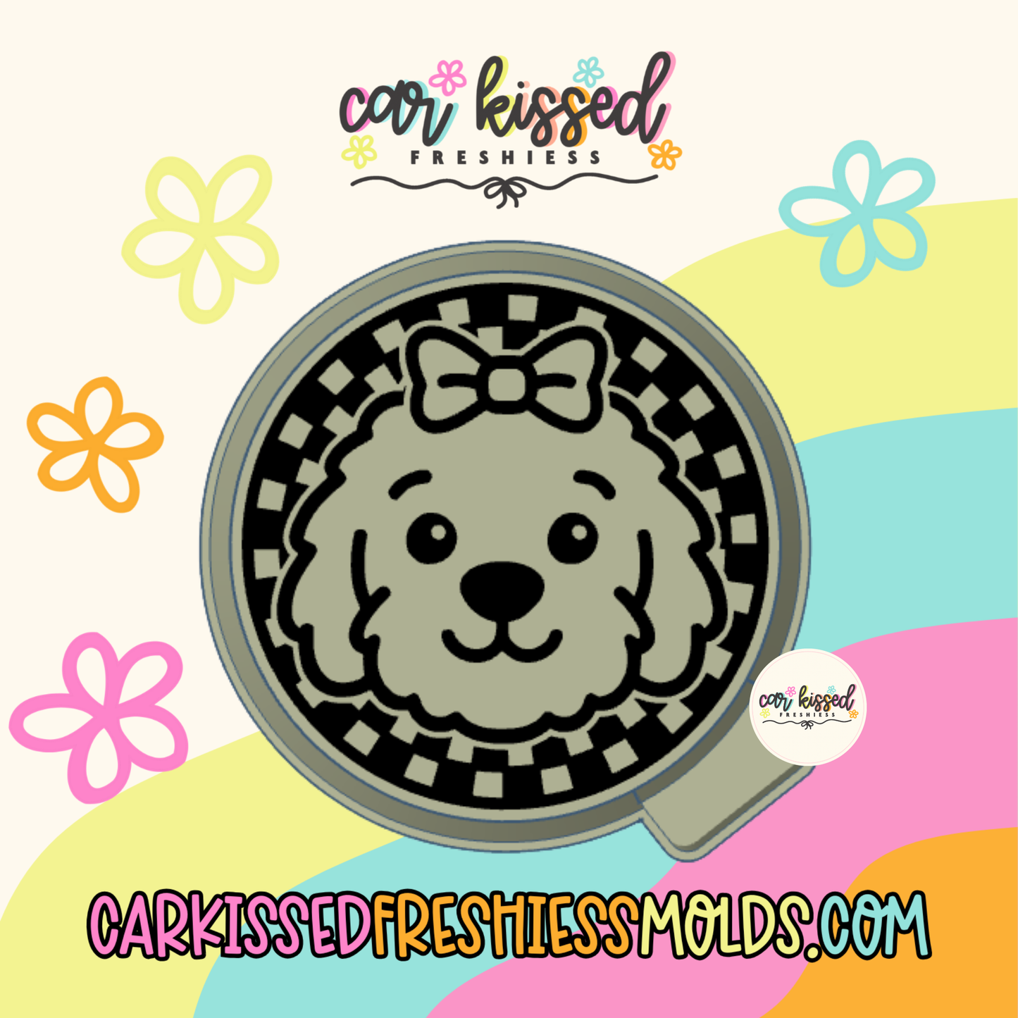 Doodle Checkered Round Silicone Mold