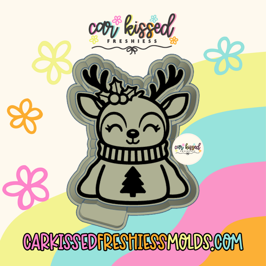 Sleeping Reindeer In Baggy Sweater Silicone Mold