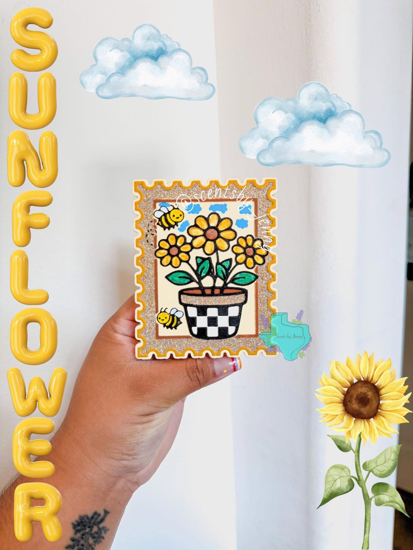 Bee + Flowers Stamp Silicone Mold
