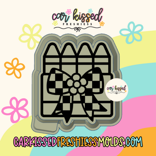 Checkered Bow Crayon Box Silicone Mold